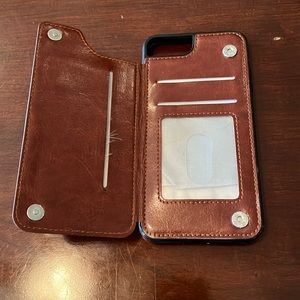 iPhone 7/8 Plus Brown Leather Wallet Case